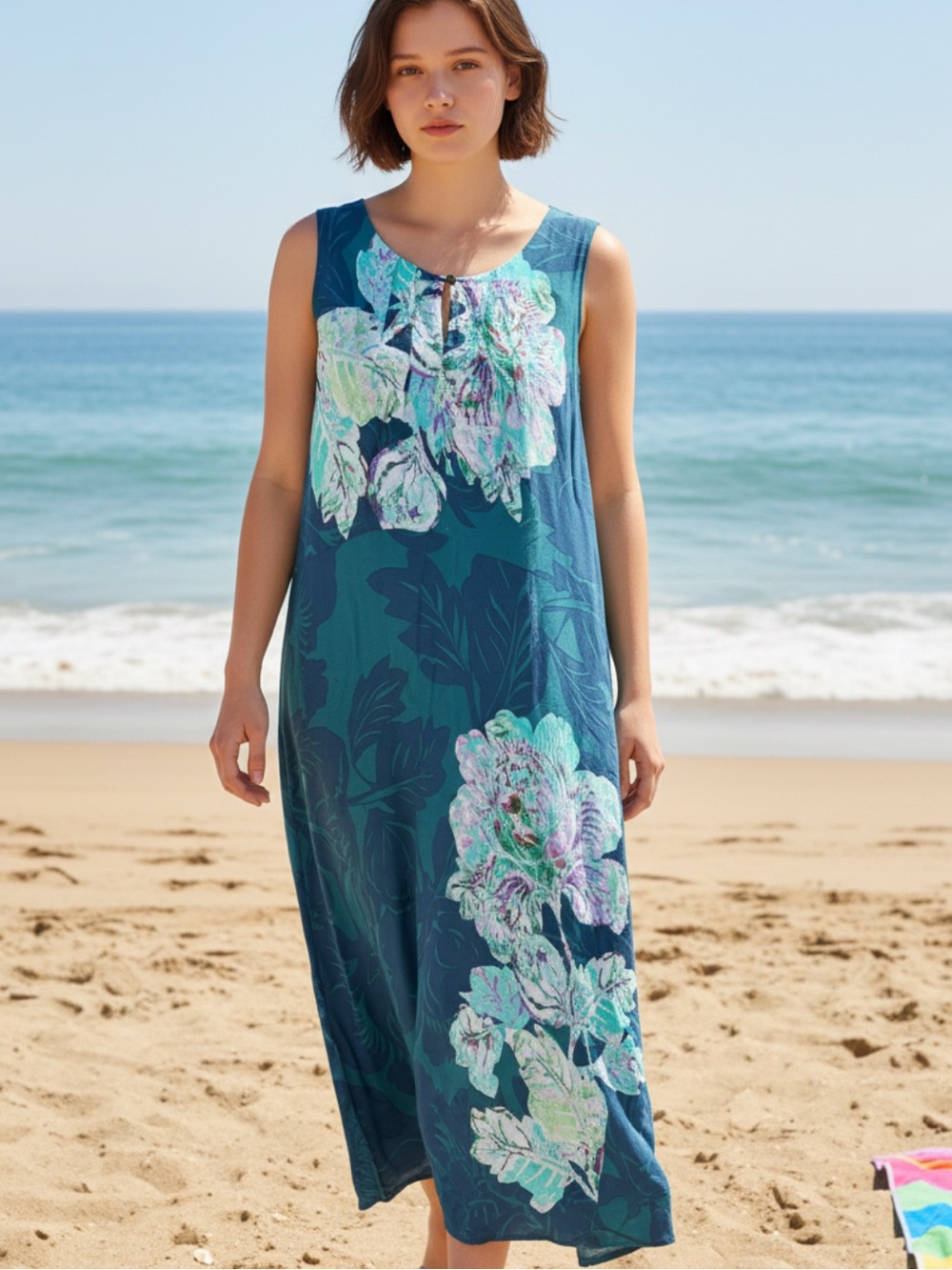 Anthropology Dress Mauve Summer Midi Dress Classic Classy Elegant Coastal